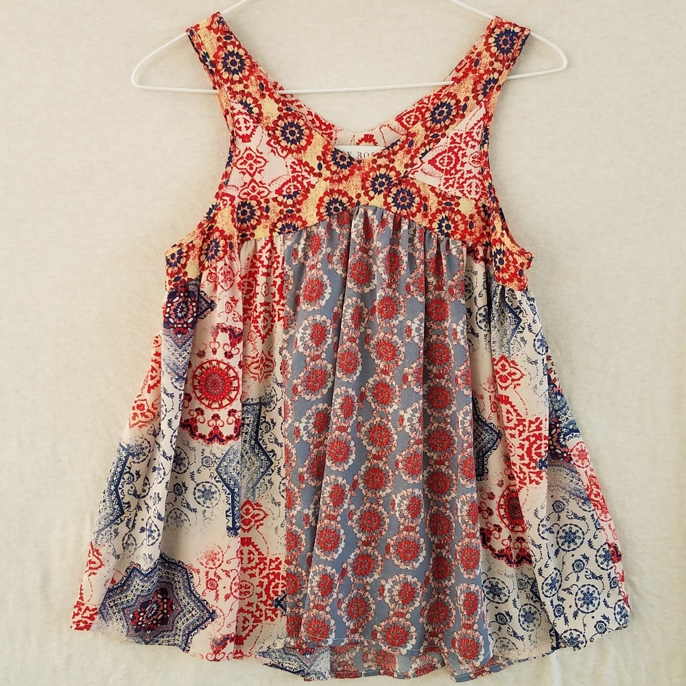 Knox Rose, Printed Flowy Tank Top, XS